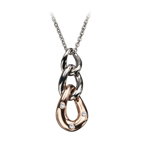 Rose Goldplated Steel Twist Pendant with Chain - Click Image to Close